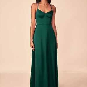 Azazie Green Maxi Sundress Spaghetti Strap Sweetheart